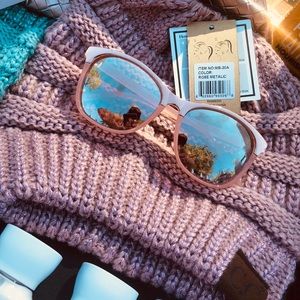 Rose gold metallic cc ponytail beanie, authentic